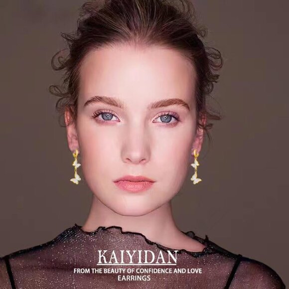 Butterfly Gold Statement Vintage Cute Long Summer Earring for Women Jewelry - Picture 6 of 9